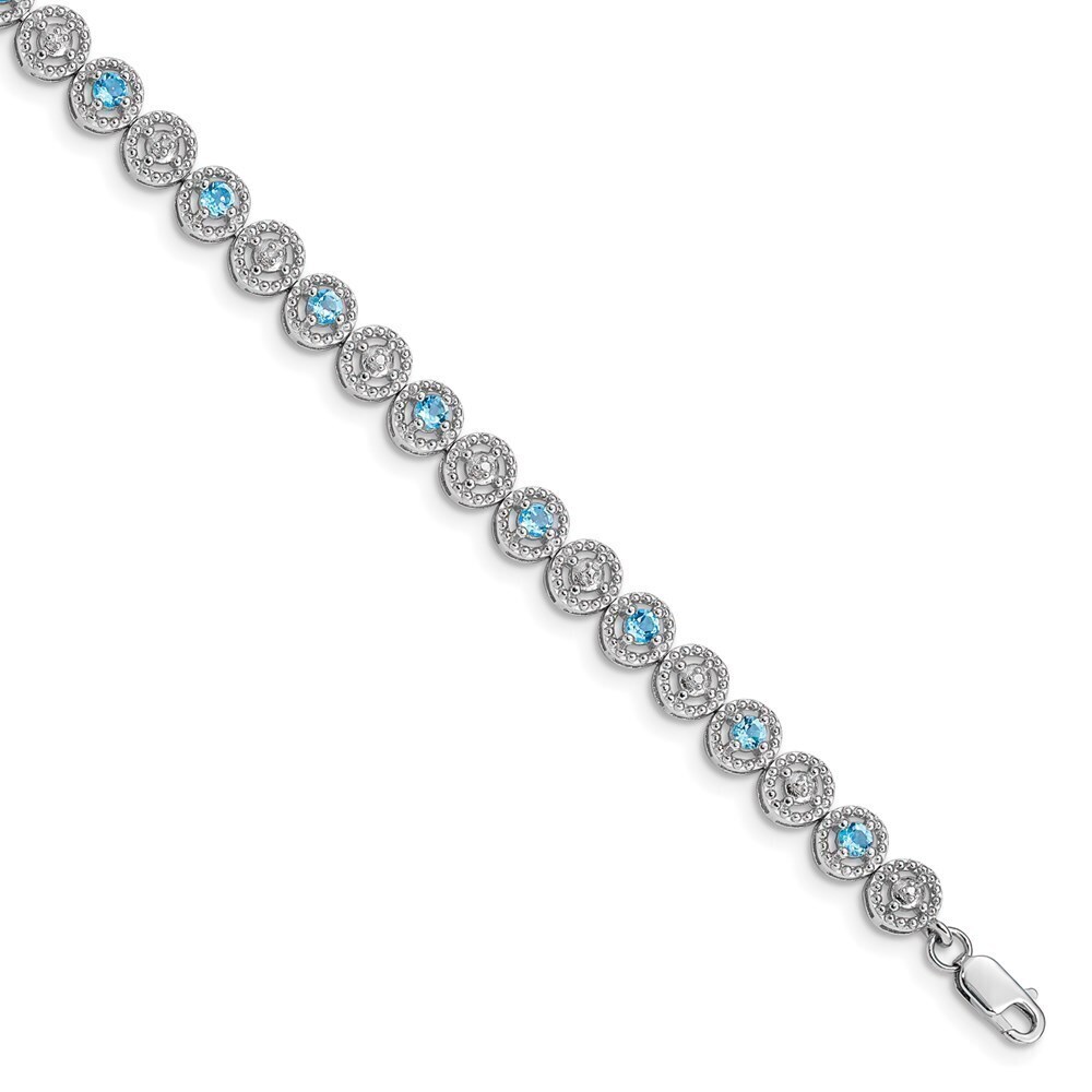 Kazi Luxury Sterling Silver Rhodium-plated Blue Topaz Diamond Bracelet